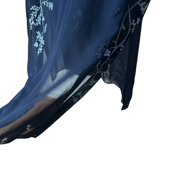 Donna Ricco Elegant Navy Blue Floral Maxi Dress Gown, 14 - Picture 12 of 15